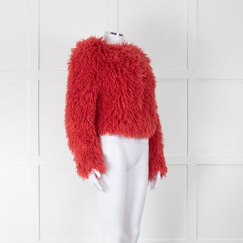 Miranda Dunn Red Faux Mongolian Jacket