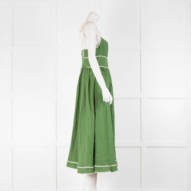 Zimmermann Green Linen Alight Picnic Dress