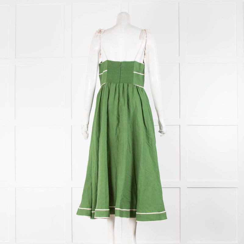 Zimmermann Green Linen Alight Picnic Dress