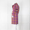 Maison Lener Pink, Blue, Beige Coat With Belt