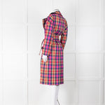 Maison Lener Pink, Blue, Beige Coat With Belt