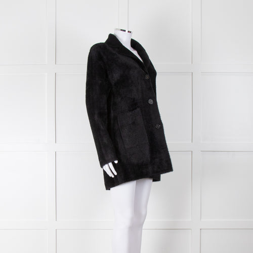 Ese O Ese Black Brushed Wool Effect Coat