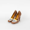 Fendi Brown & White Lizard Embossed Loafer Shoes