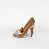 Fendi Brown & White Lizard Embossed Loafer Shoes