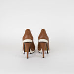 Fendi Brown & White Lizard Embossed Loafer Shoes