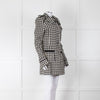 Patrizia Pepe Black and White Houndstooth Chain Detail Coat