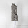 Patrizia Pepe Black and White Houndstooth Chain Detail Coat