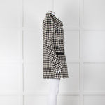 Patrizia Pepe Black and White Houndstooth Chain Detail Coat