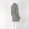 Patrizia Pepe Black and White Houndstooth Chain Detail Coat