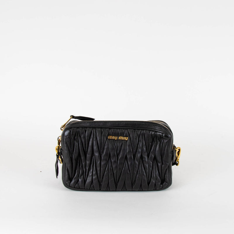 Miu Miu Small Black Matelasse Leather Crossbody Bag