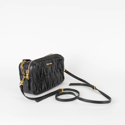 Miu Miu Small Black Matelasse Leather Crossbody Bag