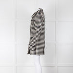 Patrizia Pepe Black and White Houndstooth Chain Detail Coat