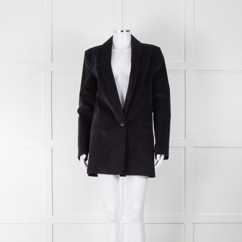 Iris & Ink Navy Micro Cord Tuxedo Style Jacket