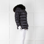 Prada Midnight Blue Down Quilted Jacket with Fox Fur Collar