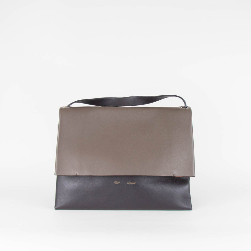 Celine Taupe Navy Tri-Colour Leather Shoulder Bag