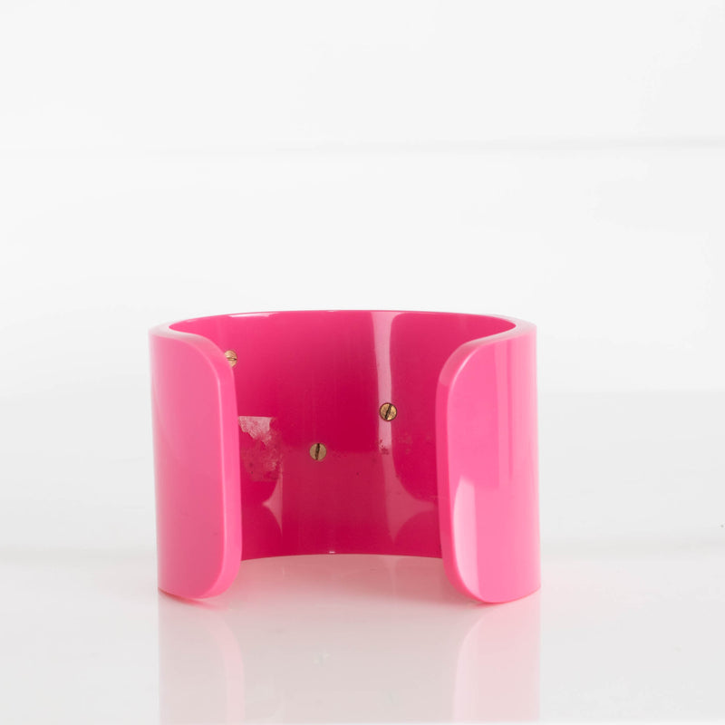 Fendi Pink Plastic Logo Baguette Cuff