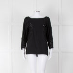 No 21 Black Boat Neck Top with Lace Panels