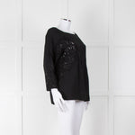 No 21 Black Boat Neck Top with Lace Panels