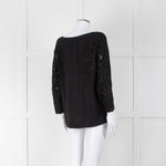 No 21 Black Boat Neck Top with Lace Panels