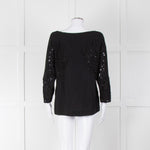 No 21 Black Boat Neck Top with Lace Panels