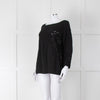 No 21 Black Boat Neck Top with Lace Panels