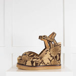 Celine Brown Jacquard Wedge Sandal