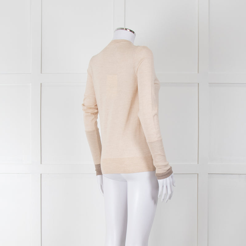 Victoria Beckham Beige Wool Jumper with Monogram