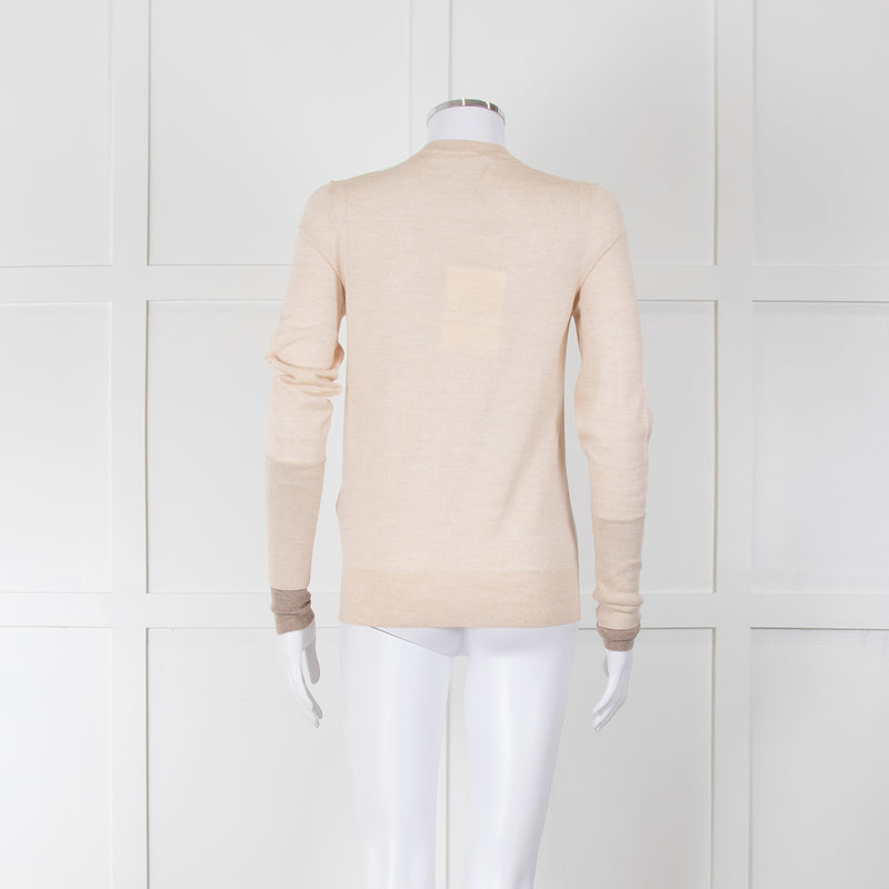 Victoria Beckham Beige Wool Jumper with Monogram