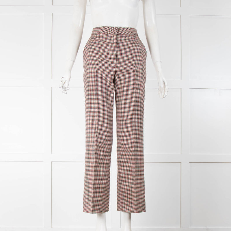 Stella McCartney Cream Red Houndstooth Trousers