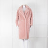 Meteo by Yves Salomon Pink Wool Oversized Teddy Coat