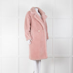 Meteo by Yves Salomon Pink Wool Oversized Teddy Coat