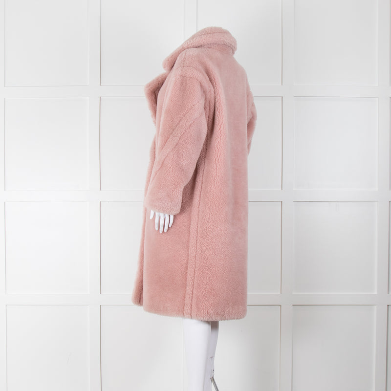 Meteo by Yves Salomon Pink Wool Oversized Teddy Coat