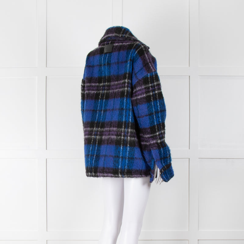 Anine Bing Blue Plaid Samone Oversized Shacket