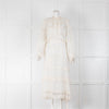 Zimmermann Cream Sheer Silk Dot Print Belted Maxi Dress