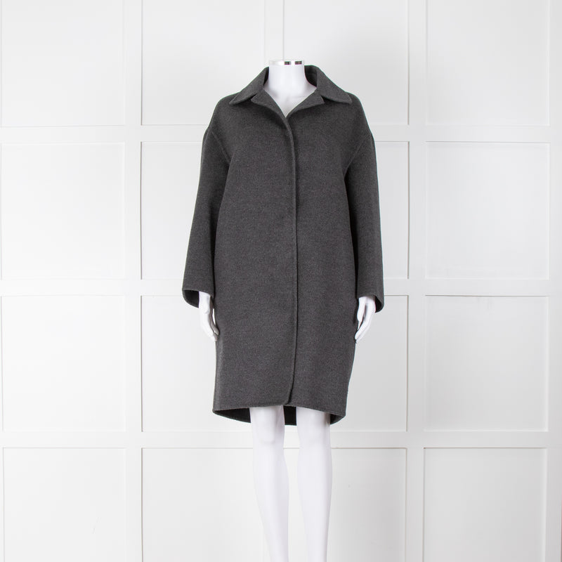 Prada Dark Grey Cashmere Angora Mix Unlined Coat