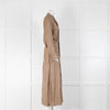 Victoria Beckham Beige Monogram Buttoned Long Sleeve Dress