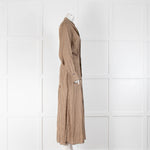 Victoria Beckham Beige Monogram Buttoned Long Sleeve Dress