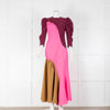 Brogger Burgundy Pink Colour Block Crepe Maxi Dress