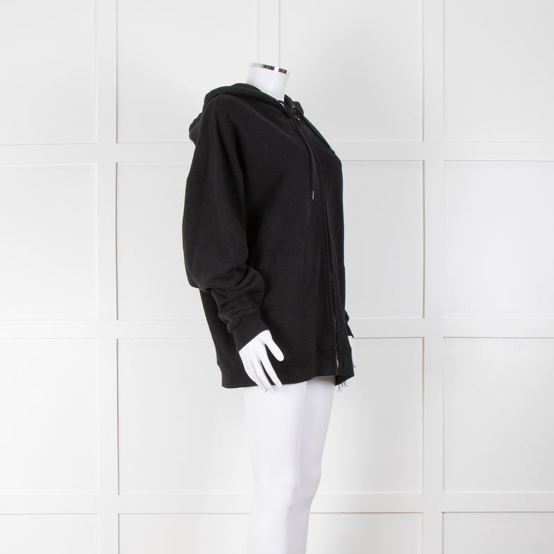 Raey Black Zip Up Hoodie with Pocket Seam Detailing