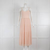 Sandro Light Pink Fine Knit Long Dress with Spaghetti Straps