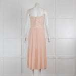 Sandro Light Pink Fine Knit Long Dress with Spaghetti Straps