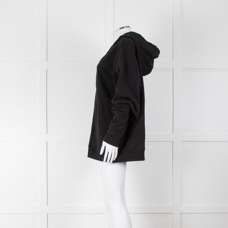 Raey Black Zip Up Hoodie with Pocket Seam Detailing