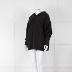 Raey Black Zip Up Hoodie with Pocket Seam Detailing