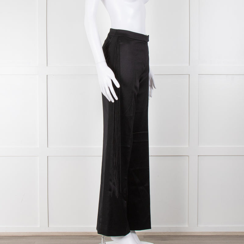 Alexander McQueen Black Wool Trousers With Fringing