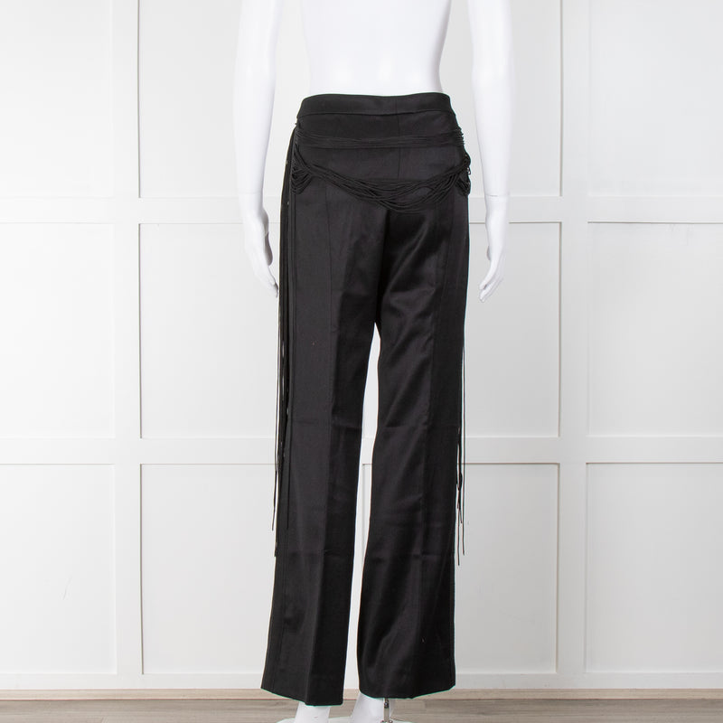 Alexander McQueen Black Wool Trousers With Fringing