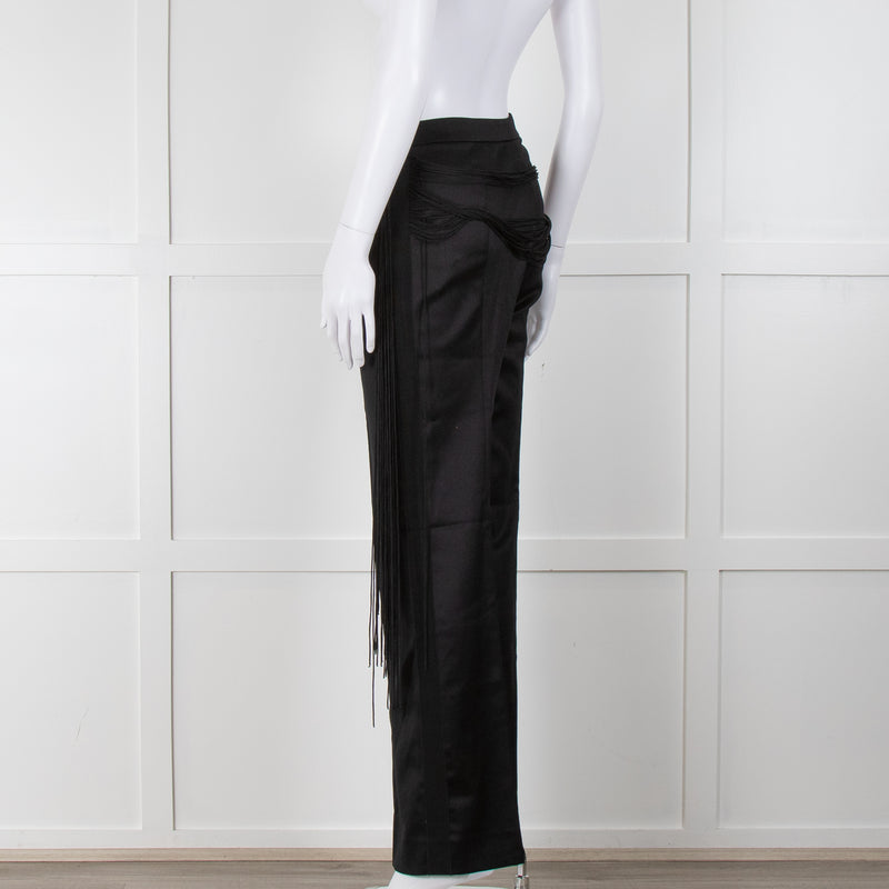 Alexander McQueen Black Wool Trousers With Fringing