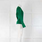 Victoria Beckham Green Viscose Blend Heavy Shine Jersey Long Sleeve Circle Detail Top