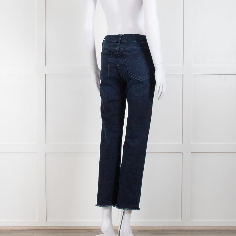 DL1961 Dark Blue Raw Hem Straight Leg Jeans