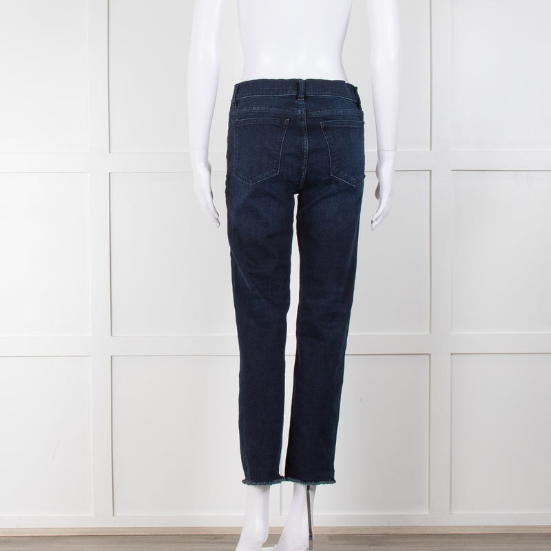 DL1961 Dark Blue Raw Hem Straight Leg Jeans