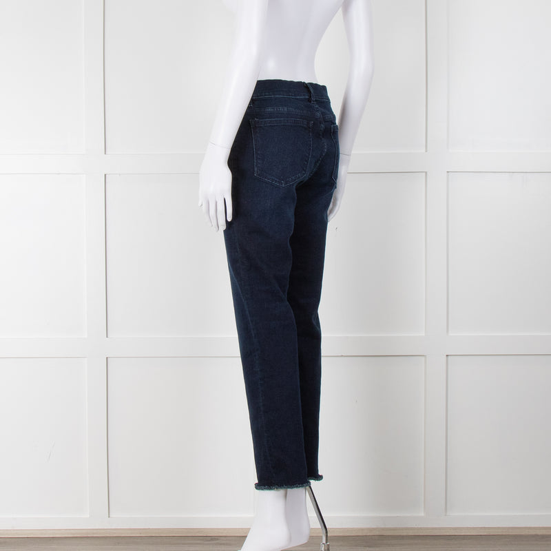 DL1961 Dark Blue Raw Hem Straight Leg Jeans